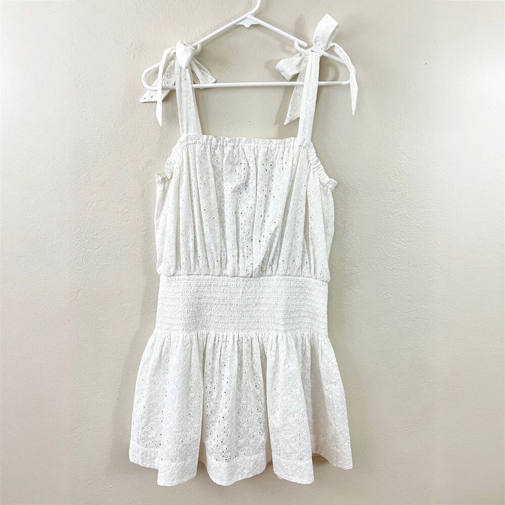 NWT Ramy Brook 100% Cotton Laurel White Eyelet Embroidered Retro Mini Dress XL - Picture 2 of 13